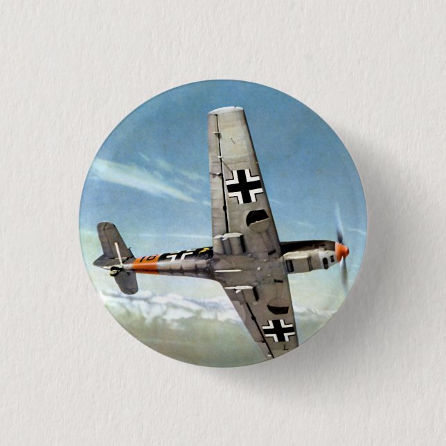 WWII ME-109 Flugzeuge im Flug Button (Vorderseite)