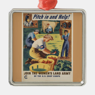WWII-patriotischer Poster-Schmuck Silbernes Ornament