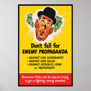 WWII-Plakat USA Fall nicht auf feindliche Propagan Poster