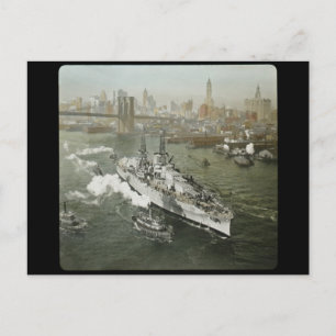WWII-Schlachtschiff am Hudson River Vintage Postkarte