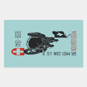 WWII Schweizer überholtes Motorrad Rechteckiger Aufkleber