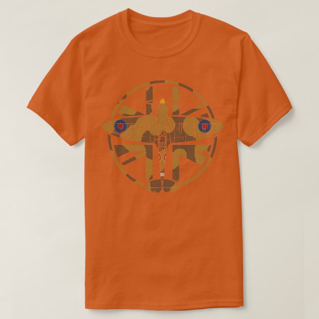WWII Spitfire RAF Wüste Camouflage DEMS T-Shirt (Design vorne)