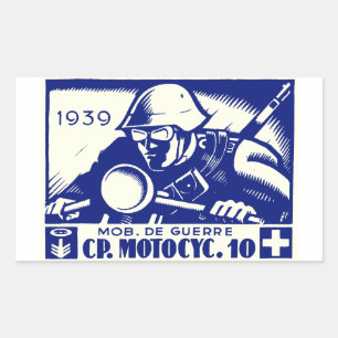 WWII Swiss Motorrad Company, blau Rechteckiger Aufkleber