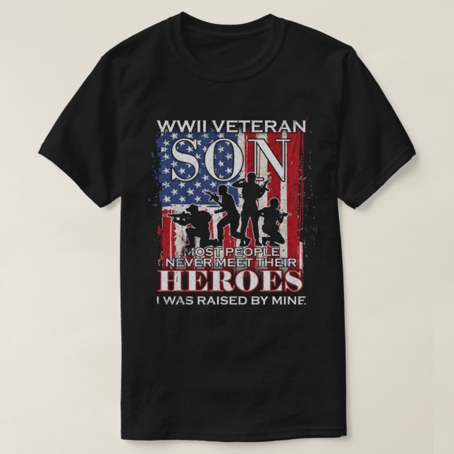 Wwii Veteran Son Proud Vater Mama Us Flag T-ShirtW T-Shirt (Design vorne)