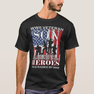 Wwii Veteran Son Proud Vater Mama Us Flag T-ShirtW T-Shirt