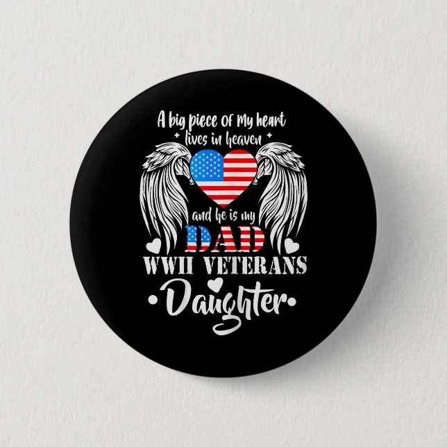 Wwii Veterans Tochter Geschenk Vater Erinnerung Ve Button (Vorderseite)