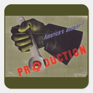 WWII Vintager Plakat-Aufkleber Quadratischer Aufkleber