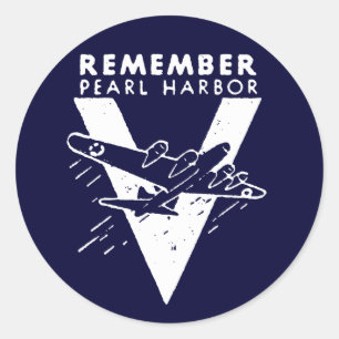 WWII White Remember Pearl Harbor Runder Aufkleber