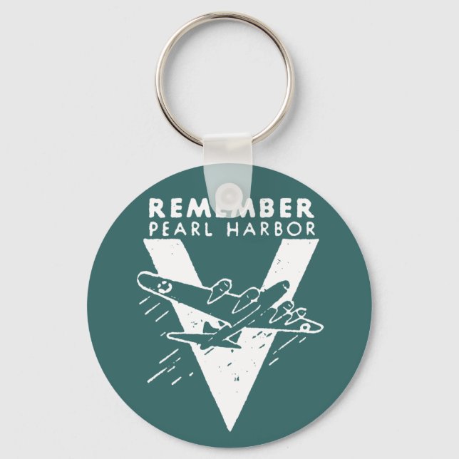 WWII White Remember Pearl Harbor Schlüsselanhänger (Vorderseite)