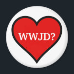 WWJD Heart Magnet<br><div class="desc">Erinnern Sie sich an das,  was Jesus mit diesem Herzmagneten tun würde.</div>