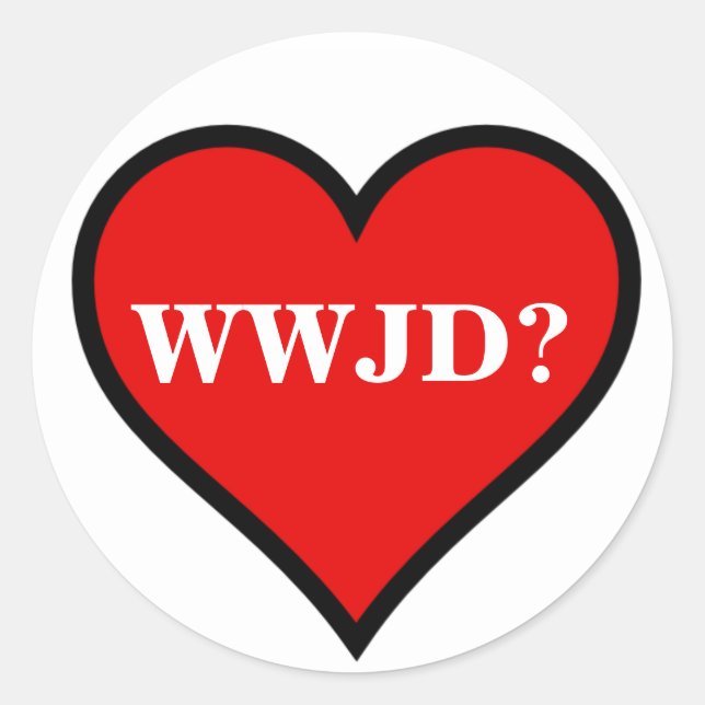 WWJD Heart Runder Aufkleber (Vorderseite)