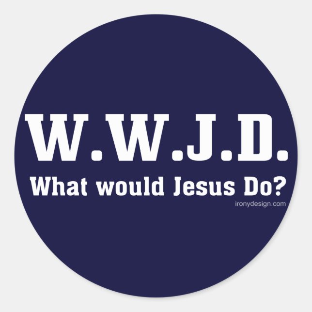 WWJD? What Would Jesus Do? Runder Aufkleber (Vorderseite)