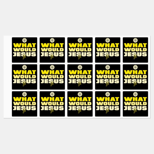 WWJD – What Would Jesus Do? Square Stickers Etiketten (Blatt)