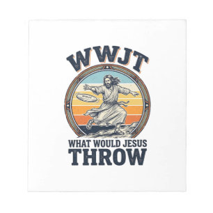 WWJT Was würde Jesus werfen Vintage Disc Shirt_1 Notizblock
