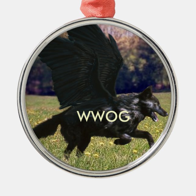 WWOG (Winged Wölfe von Ga'hoolbe) Wolfverzierung Ornament Aus Metall (Vorne)