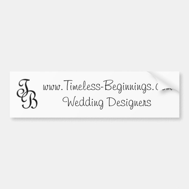 www.Timeless-Beginnings.com, das Designer Wedding Autoaufkleber (Vorne)