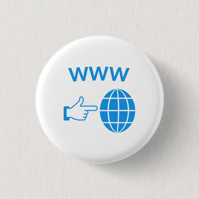 WWW World Wide Web Globus-Symbol mit Handzeiger Button (Vorderseite)