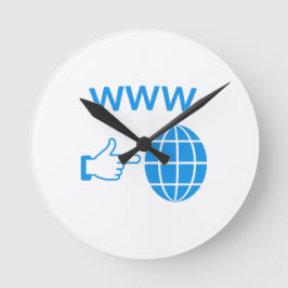 WWW World Wide Web Globus-Symbol mit Handzeiger Runde Wanduhr