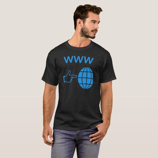 WWW World Wide Web Globus-Symbol mit Handzeiger T-Shirt (Vorne ganz)