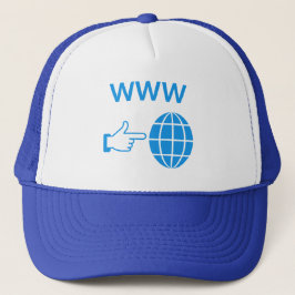 WWW World Wide Web Globus-Symbol mit Handzeiger Truckerkappe