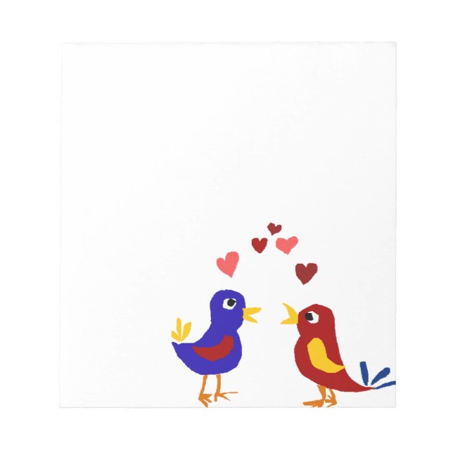 WX - Farbenfrohe Vögel Primitive Kunst Notizblock (Vorderseite)