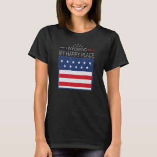 WY Wyoming Mein glücklicher Ort USA Staaten Flagg T-Shirt