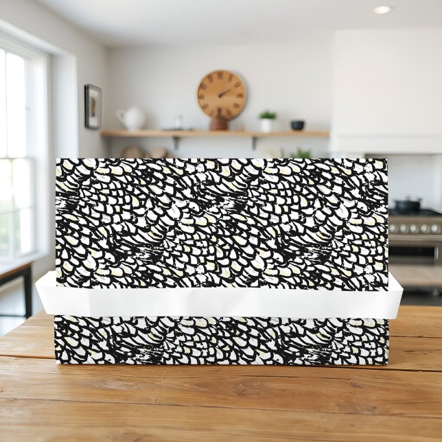 Wyandotte Chicken Feather Black & White Bauernhof Seidenpapier (Speckled chicken feather tissue paper with rustic charm, for gifts, crafts, or farm-fresh flair.)