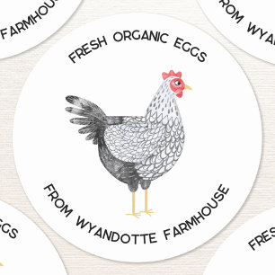 Wyandotte Chicken Frische Bio Eierfarm Runder Aufkleber