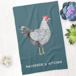 Wyandotte Huhn Spaß Personalisiertes Aquarell Geschirrtuch
