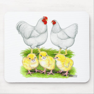 Wyandotte White Chicken Family Mousepad