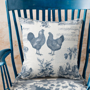 Wyandottes Huhn und Hahn Blau Toile Kissen