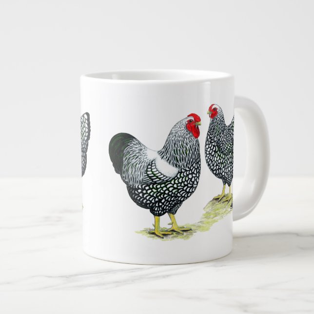 Wyandottes Silver-laced Pair Jumbo-Tasse (Vorderseite Rechts)