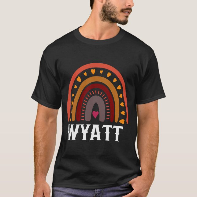 Wyatt Colorful Rainbow men Kindernamensgedanke T-Shirt (Vorderseite)