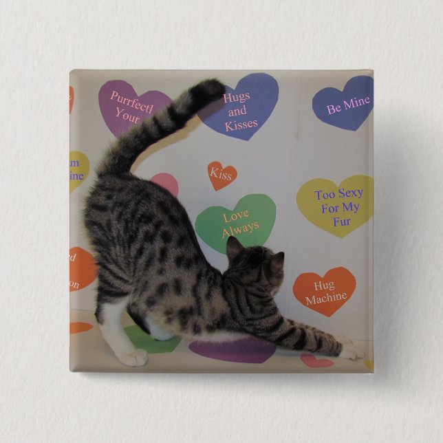 Wyatts Valentinstag - Cat Conversation Hearts Button (Vorderseite)