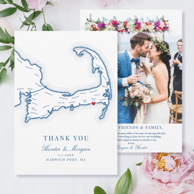 Wychmere Beach Club Cape Cod Wedding Foto Dankeskarte (These Harwich Port MA Thank You Cards are perfect for your Wychmere Beach Club destination wedding)