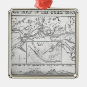Wylds offizielle Karte des Suezseekanals Silbernes Ornament
