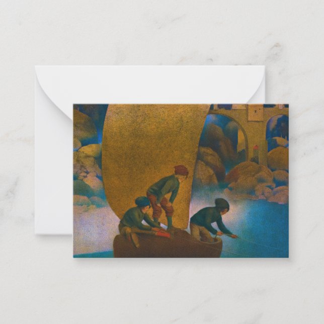 Wynken, Blynken und Nod, 1905 von Maxfield Parrish Mitteilungskarte (Vorderseite)