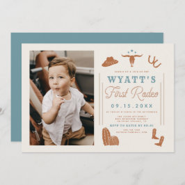 WYNONA Burnt Orange Blue Cowboy 1. Rodeo Geburtsta Einladung
