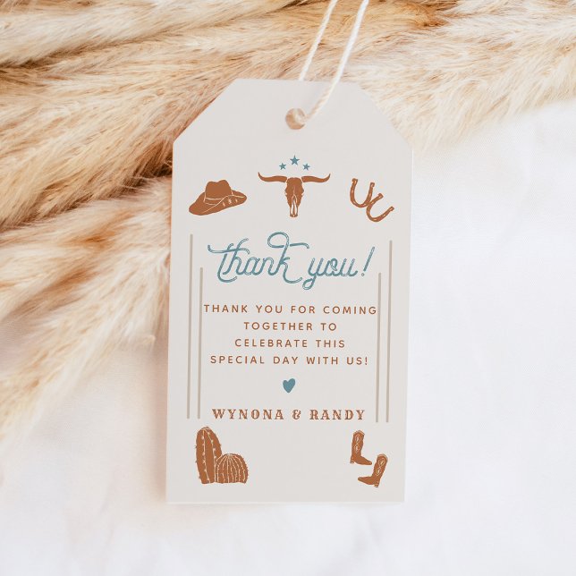 WYNONA Burnt Orange Boho Rodeo Cowboy Theme Gesche Geschenkanhänger (Von Creator hochgeladen)