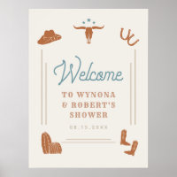 WYNONA Orange Blue Cowboy Couples Dusche Willkomme