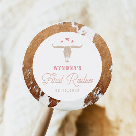 WYNONA Pink Cowgirl First Rodeo Geburtstagsparty Runder Aufkleber