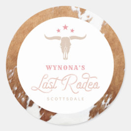 WYNONA Pink Cowgirl Last Rodeo Bachelorette Runder Aufkleber
