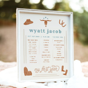 WYNONA Terracotta Rodeo Cowboy 1 Jahr Meilenstein Poster