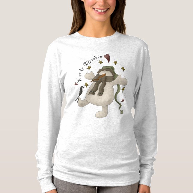 Wynter Blessings Whimsical Snowman T-Shirt (Vorderseite)