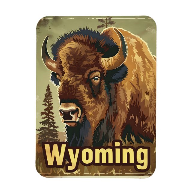 Wyoming American Bison Magnet (Vertikal)