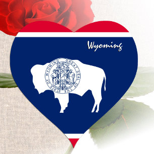 Wyoming-Aufkleber, Herz, Patriotische Wyoming-Flag Herz-Aufkleber