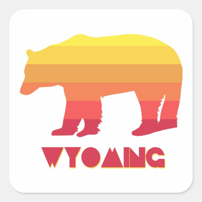 Wyoming Bär Quadratischer Aufkleber (Vorderseite)