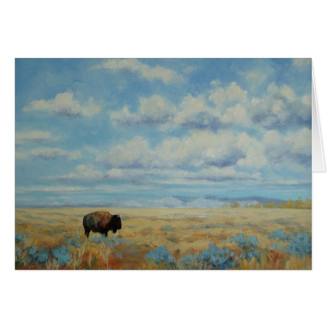 Wyoming Bison Fine Art Jeden Anlaß Grußkarte (Vorderseite (Horizontal))