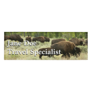 Wyoming Bison Nature Animal Fotografy Namenschild