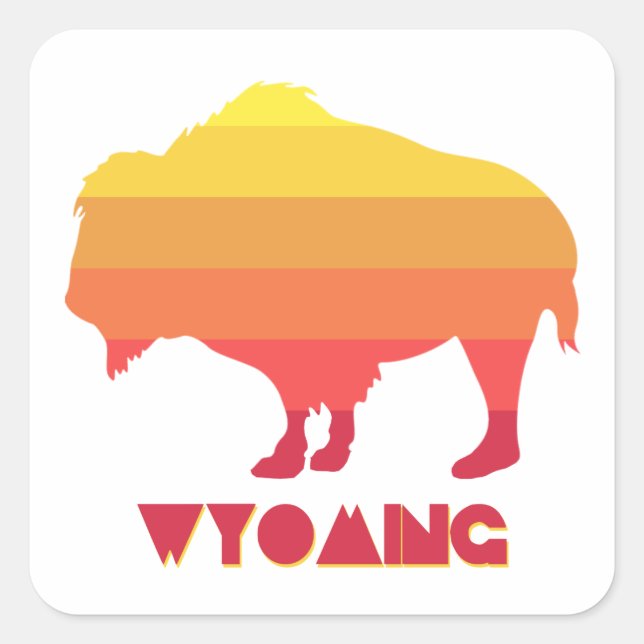 Wyoming Bison Quadratischer Aufkleber (Vorderseite)